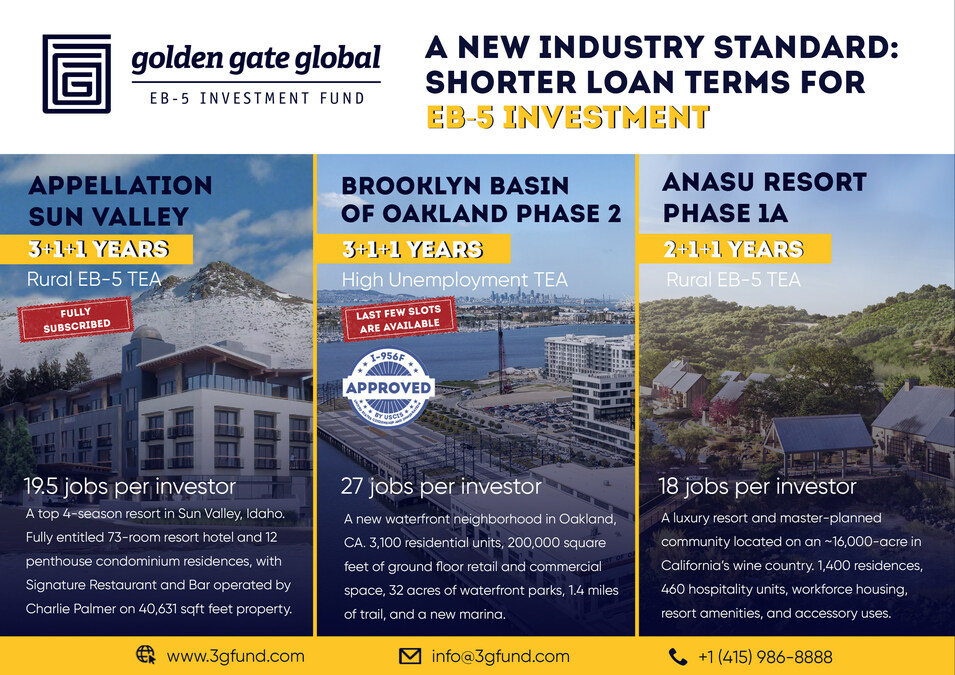 Leading EB-5 Regional Center Golden Gate Global Introduces Shorter Loan Terms for EB-5 Investment